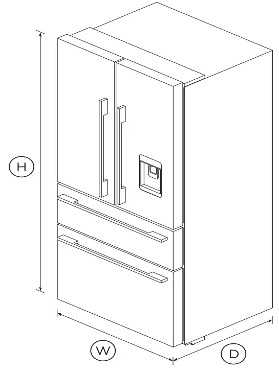 FISHER PAYKEL RF172GDUX1 Counter Depth French Door Refrigerator Freezer - DIMENSIONS