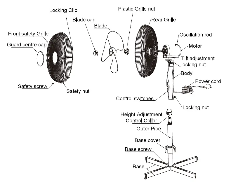 living Co yf-st1601-1 Pedestal Fan 40cm White 1
