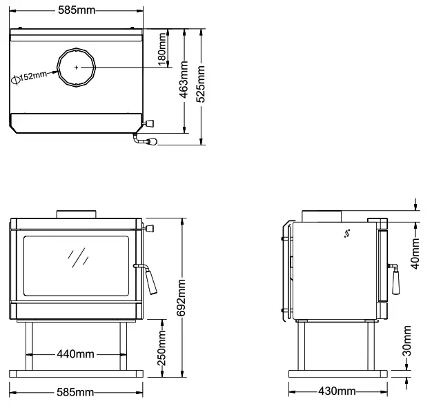 REGENCY F150B-2 Cardinia Freestanding Wood Fire - Fig