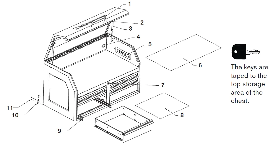 Montezuma M462406CH, M462411TC 46X24 Inch Tool Chest and Cabinet 3