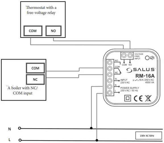 SALUS RM 16A Relay Module - CONNECTION DIAGRAMS 2
