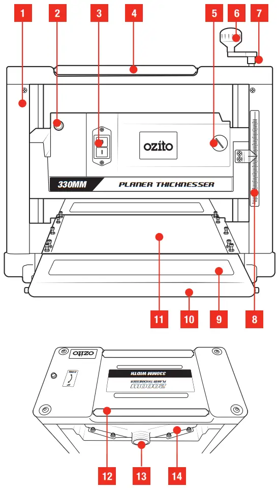 ozito THICKNESSER 330mm 200W Portable Planer - Figure 3