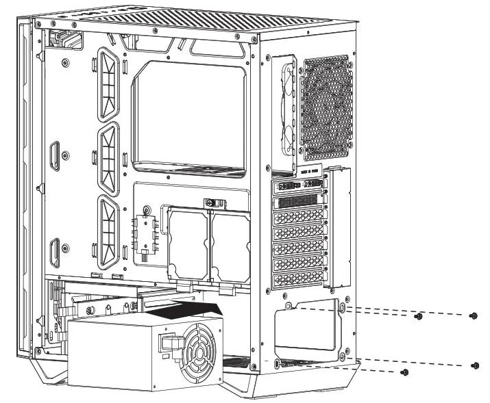 msi MPG GUNGNIR 110R EVA e PROJECT Gaming Case - PSU Installation