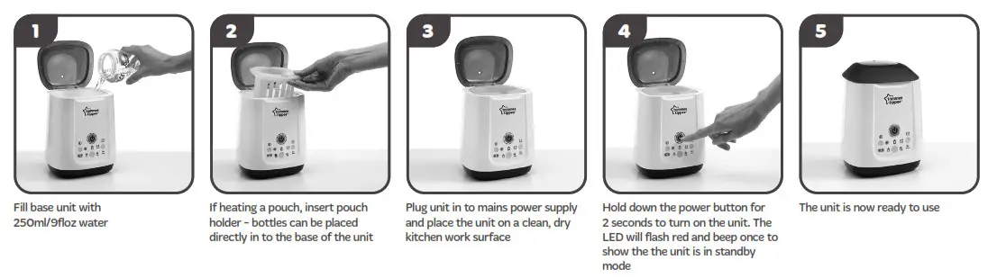 Tommee Tippee Pouch and Bottle Warmer - 1. SETUP