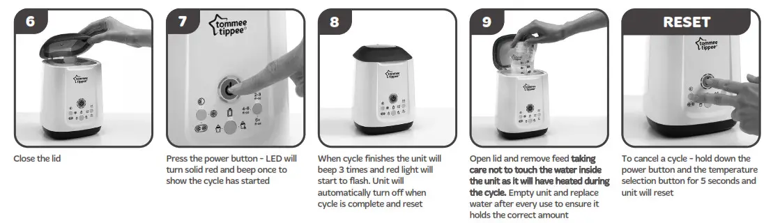 Tommee Tippee Pouch and Bottle Warmer - 2. USAGE 1