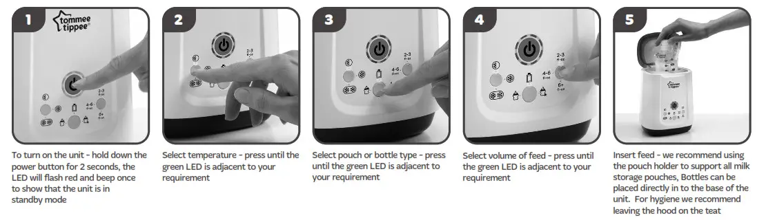 Tommee Tippee Pouch and Bottle Warmer - 2. USAGE