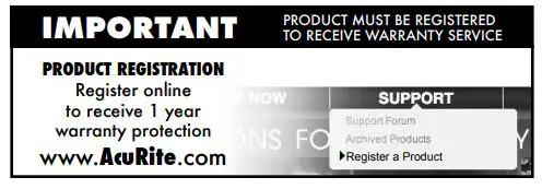 ACU-RITE Room Monitor 00276RM - PRODUCT REGISTRATION Register online to receive 1 year