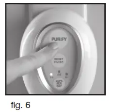 Press the PURIFY button on the adapter