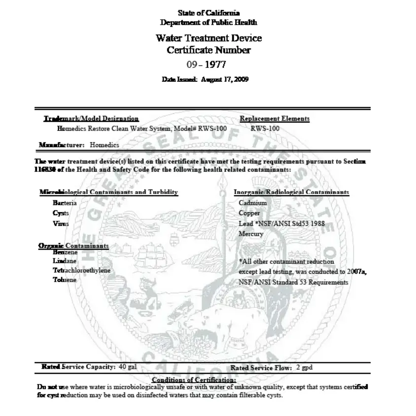 Water Treatment device