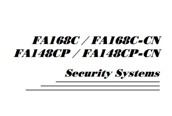 First Alert Security System [fa168c, Fa168c-cn, Fa148cp, Fa148cp-cn] User Manual