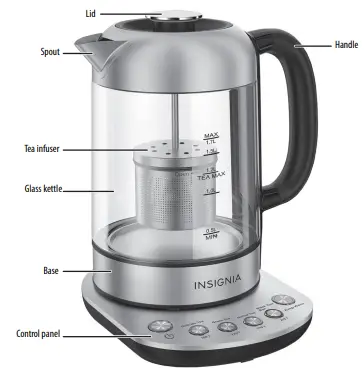 INSIGNIA NS-EK17SG2 1.7 L Electric Glass Kettle with Tea Infuser fig 1