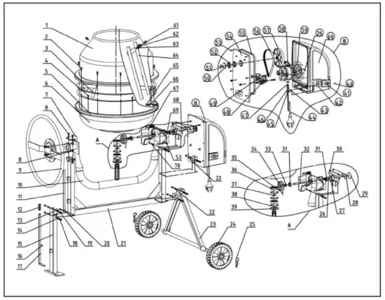 ZIPPER ZI BTM160 Concrete Mixer - explosion drawing
