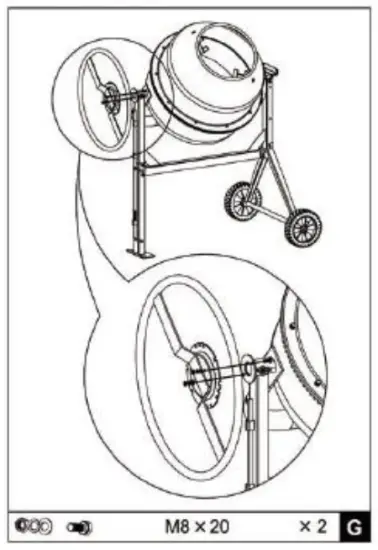 ZIPPER ZI BTM160 Concrete Mixer - swiveling wheel