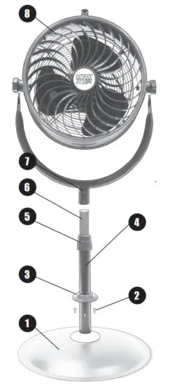 MAXX AIR HVPF16 High Velocity Pedestal 16 Inch Turbo Fan - Assembly