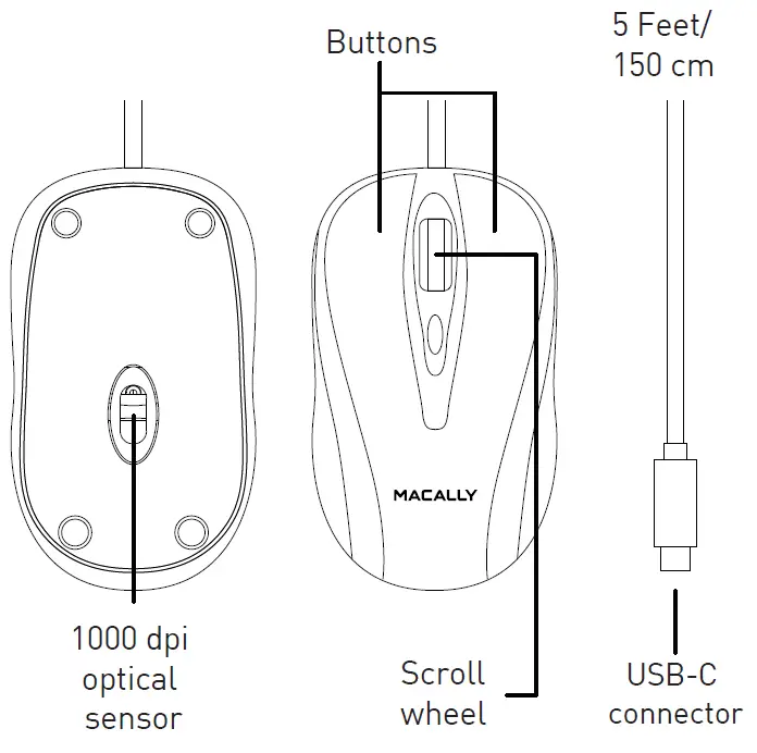 Macally-UCTURBO-3-BUTTON-OPTICAL-USB-C MOUSE-FIG-1