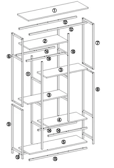 EARLIMART B081G98H8B 70.8 Inch Brown Engineered Wood 9 Shelf Etagere Bookcase fig 2