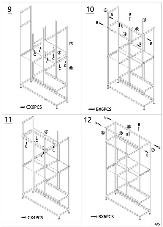 EARLIMART B081G98H8B 70.8 Inch Brown Engineered Wood 9 Shelf Etagere Bookcase fig 7