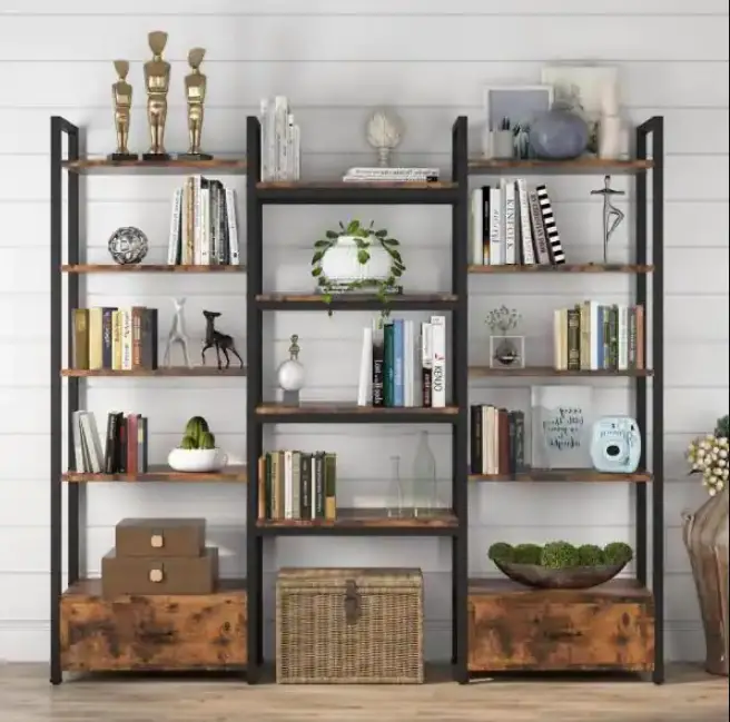 EARLIMART B081G98H8B 70.8 Inch Brown Engineered Wood 9 Shelf Etagere Bookcase fig 7