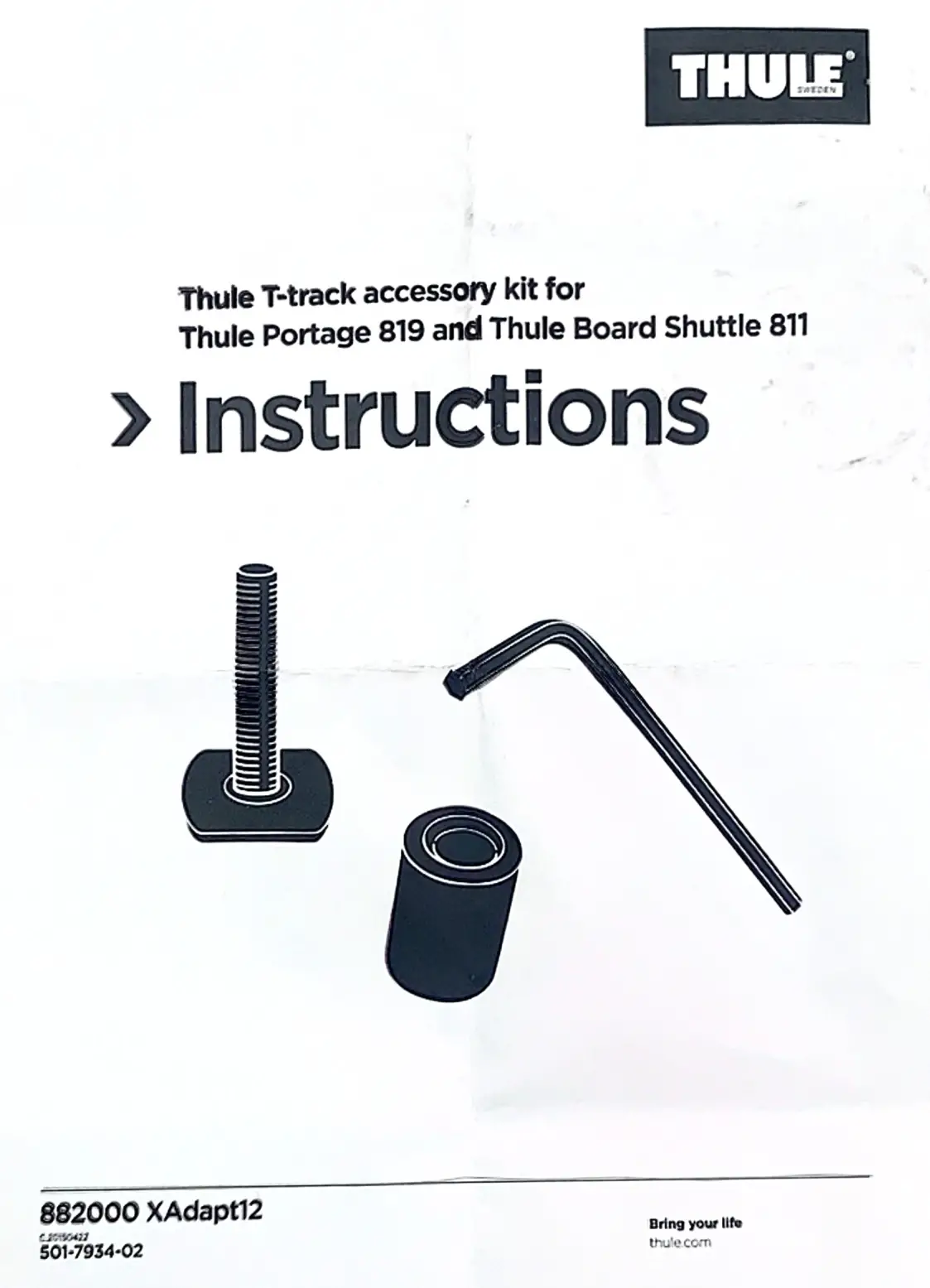 THULE T-Track adapter 882 User Manual
