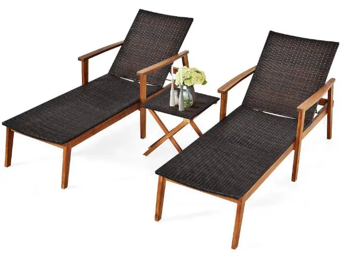 SUGIFT ZY1C0070 Outdoor Chaise Lounger with Side Table