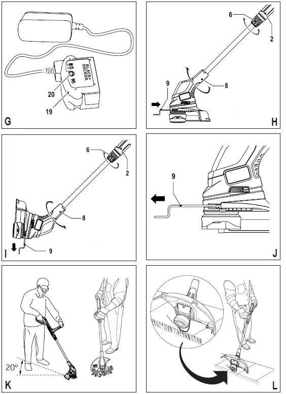 BLACK DECKER GLC1423L Cordless Telescopic Grass Trimmer 2