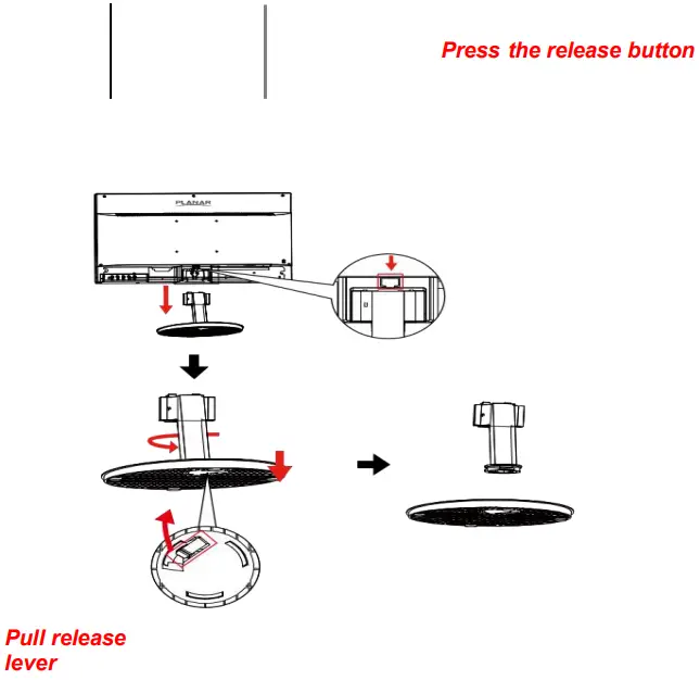 PLANAR PLN2400 24 inch 1920 x 1080 Full HD Computer Monitor - Disconnecting the Stand Base