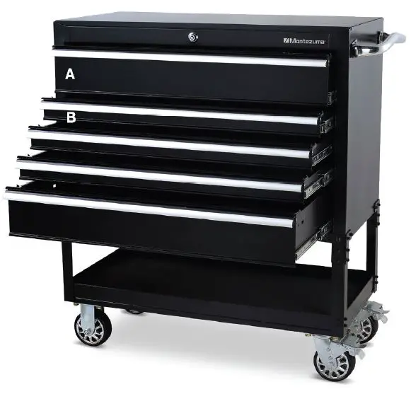 Montezuma 3605UC 36 Inch 5 Drawer Utility Cart-1