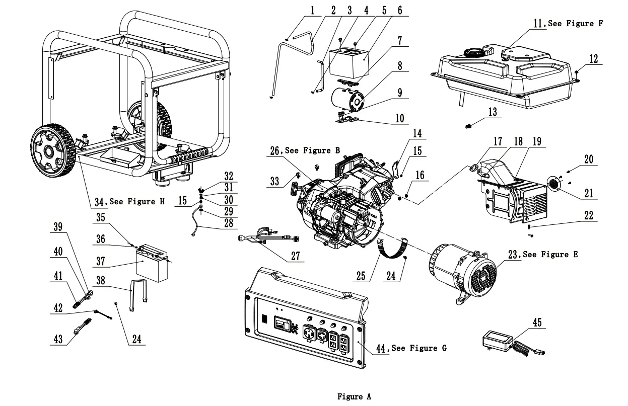CHAMPION 9200W Electronic Fuel Injection Generator - Figure A
