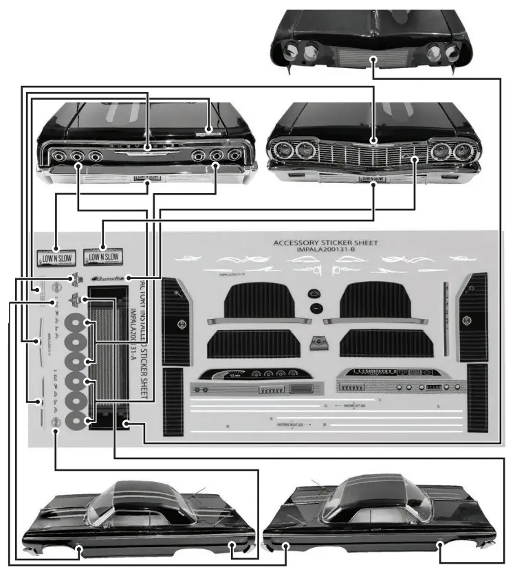 REDCAT RER13192 Racing 13192 1964 Impala Clear Body Kit - Sticker