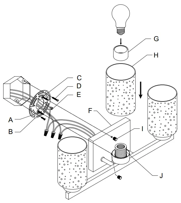 Hunter 13077 3 Light Vanity - fig 1
