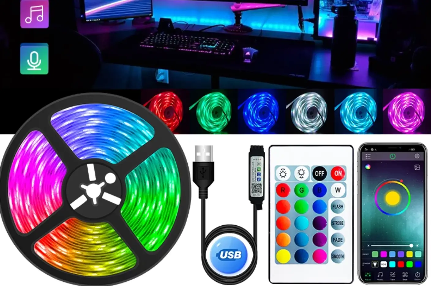 Led Strips K3q-01 Light Strip With Usb Led With Bluetooth User Manual