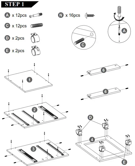 Corner Office HUAL1401 Cady Mobile Pedestal- STEP 1