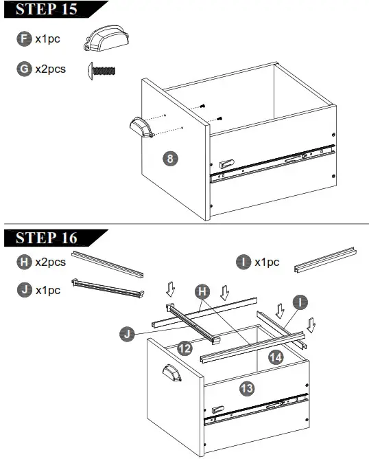 Corner Office HUAL1401 Cady Mobile Pedestal- STEP 15