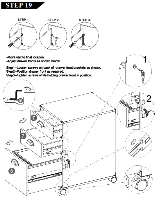 Corner Office HUAL1401 Cady Mobile Pedestal STEP 19
