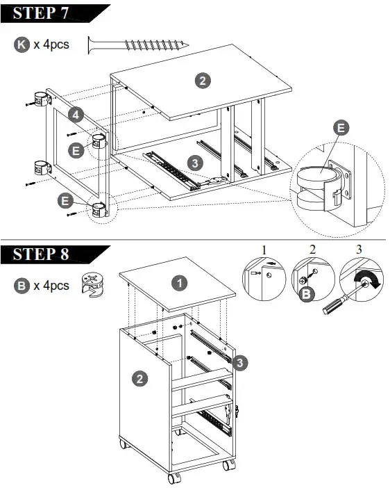 Corner Office HUAL1401 Cady Mobile Pedestal- STEP 7