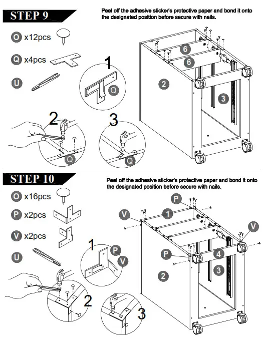 Corner Office HUAL1401 Cady Mobile Pedestal- STEP 9