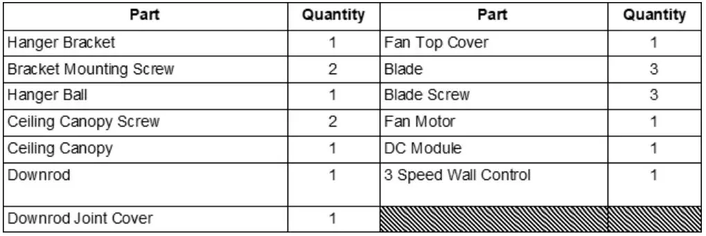 BeaconLIGHTING Lucci Esperance Series DC Ceiling Fan - PARTS LIST