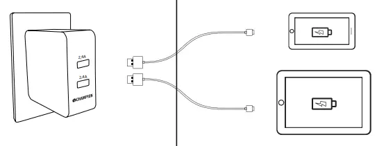 CHAMPION 94536CH 24W Dual USB Laddare-fig2