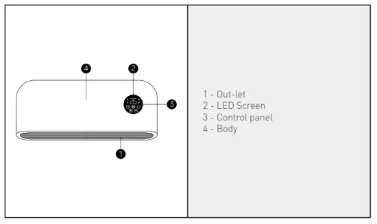 MYLEK MYOD606WH Wall Mounted PTC Fan Heater - STRUCTURE AND PARTS