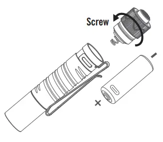 OLIGHT I5R EOS 350 Lumens Rechargeable Tail Switch LED Flashlight - BATTERY INSTALLATION