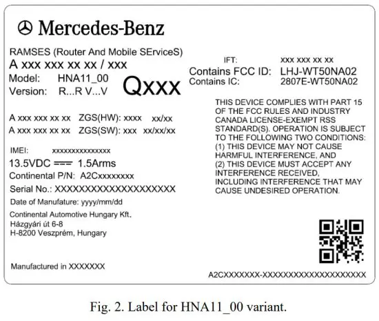 Continental HNA11 00 Telematics Control Unit - variant