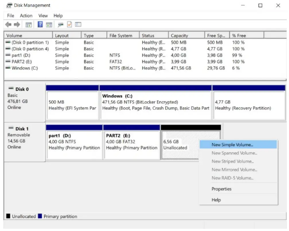 SIEMENS SIMATIC IPC Industrial Edge Device User Manual - To create a new volume on your USB stick