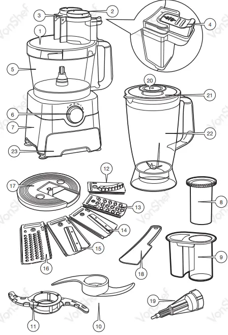 VonShef- 2000113 -1000W- Food- Processor-fig-1