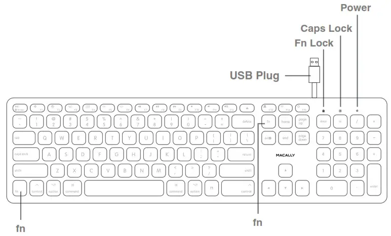 MACALLY BLSLIMKEYPROSG Backlit White LED USB Wired Keyboard for Mac - Hardware Basics