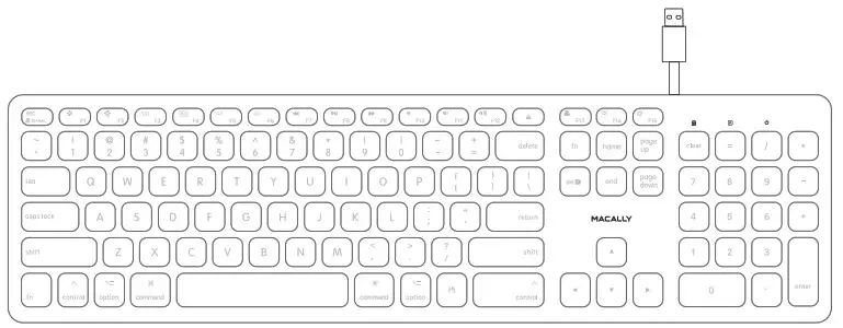 MACALLY BLSLIMKEYPROSG Backlit White LED USB Wired Keyboard for Mac - cover