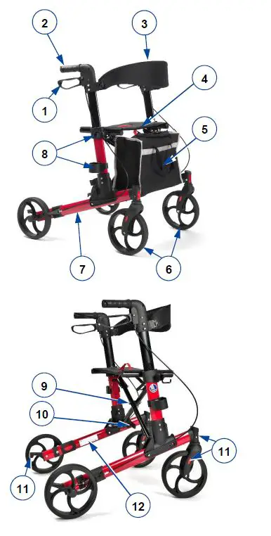 VERMEIREN-Quava-Foldable-4-Wheel-Aluminium-Rollator-fig1