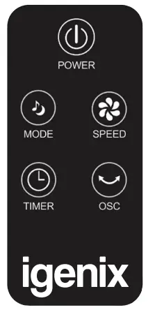 iGENIX DF0037 35 Inch Digital Tower Fan with Remote Control - Remote