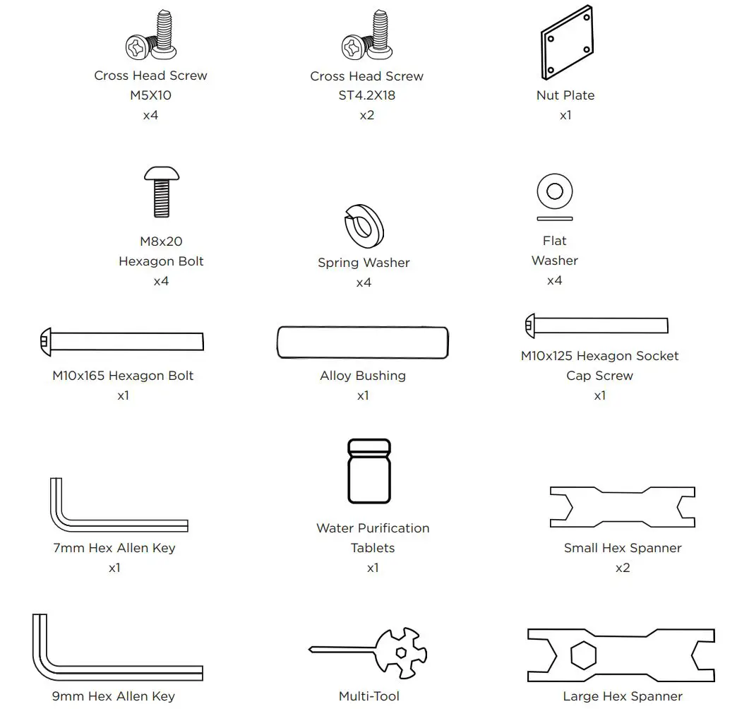 JLL AQUA 1 Water Rower Instruction Manual - TOOLS PACK
