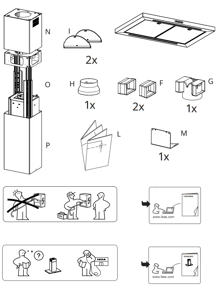 IKEA 403 890 89 SVÄVANDE Stainless Steel Ceiling Mounted Hood - fig