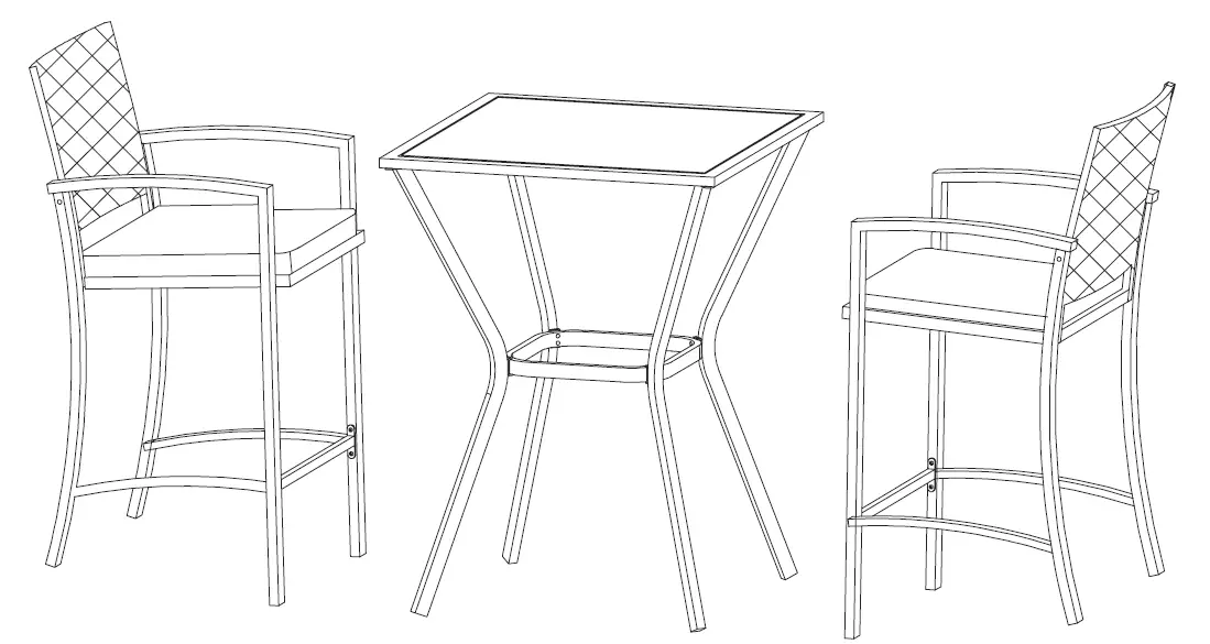 TDC USA INC 22502 3 Piece Wicker Bar Set